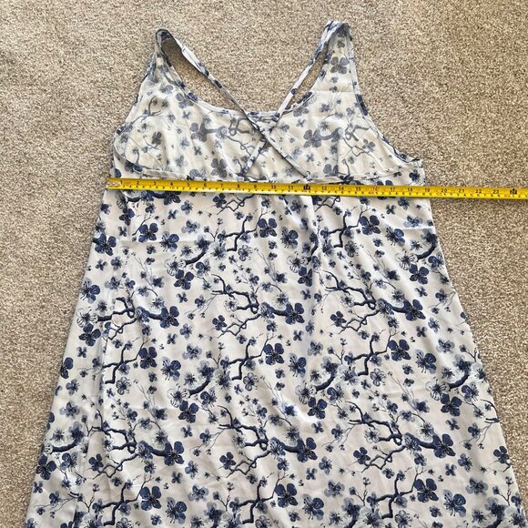 Y2K Satin Blue & White Floral Open-Back Crisscross Mini Dress XL - Picture 4 of 9